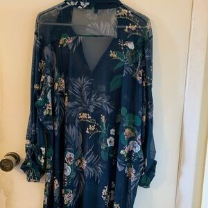 Floral Blue Sheer Dress